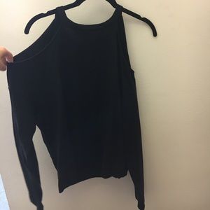 BCBG MAX AZRIA black cold shoulder sweatshirt